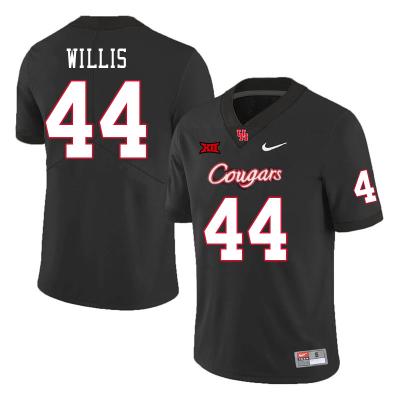 Men #44 Aaron Willis Houston Cougars Big 12 XII College Football Jerseys Stitched-Black - Click Image to Close